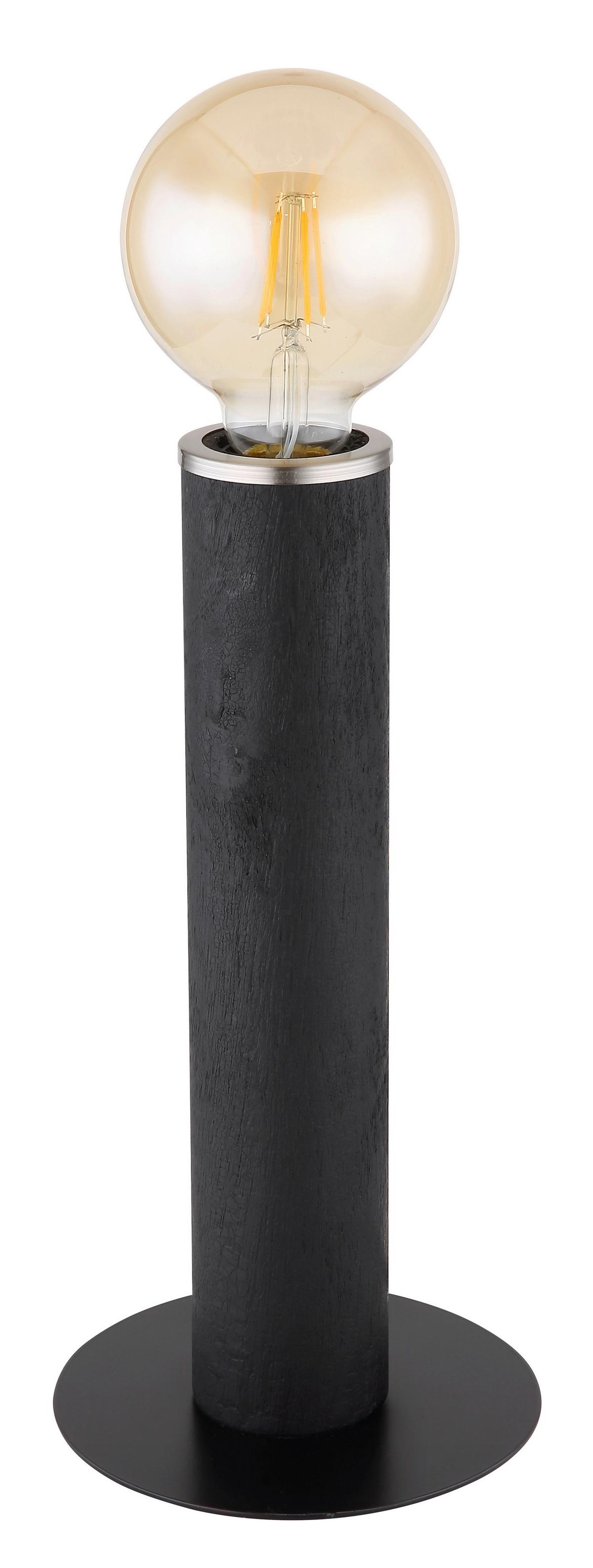 Tischleuchte Marion Schwarz/Nickel max. 60 Watt - Schwarz/Nickelfarben, Basics, Holz/Textil (15/30,5cm) - Globo