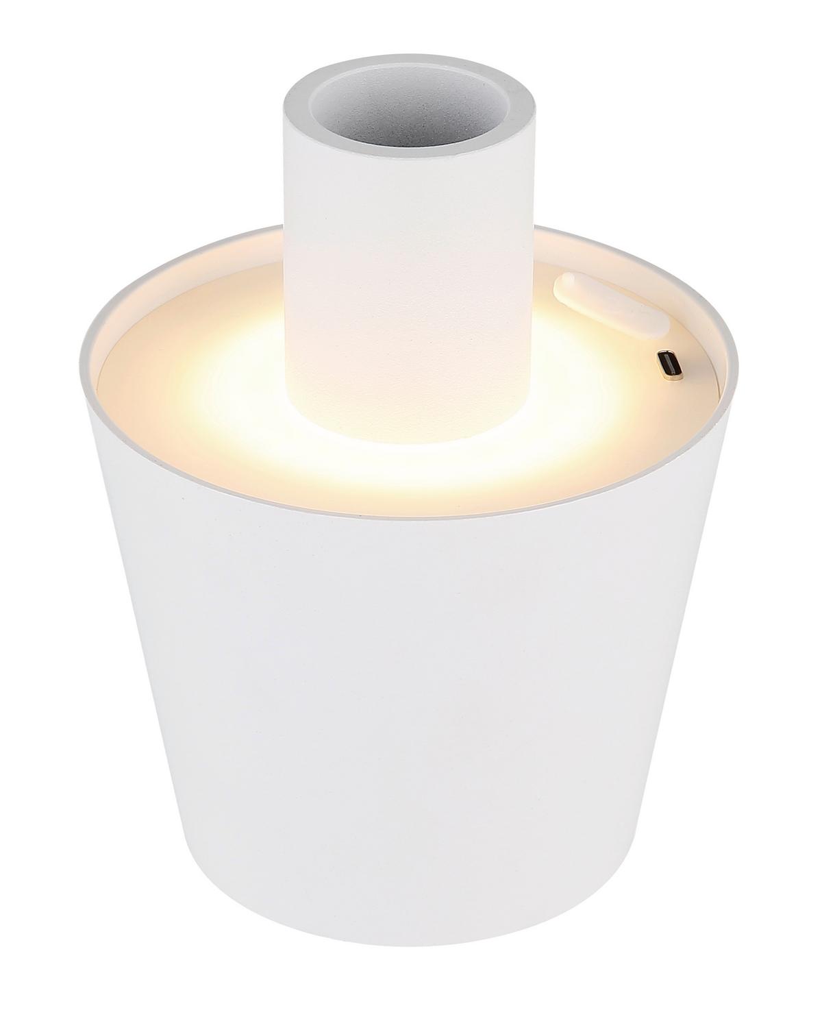 Akku-Tischleuchte Vannie Weiß max. 3 Watt - Weiss, Konventionell, Kunststoff/Metall (10,6/13cm) - Globo