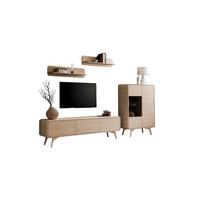 Wohnwand Torsby Eichefarben/Eiche Natur Dekor - Eichefarben, Design, Glas/Holz (290/170/39cm) - Livetastic