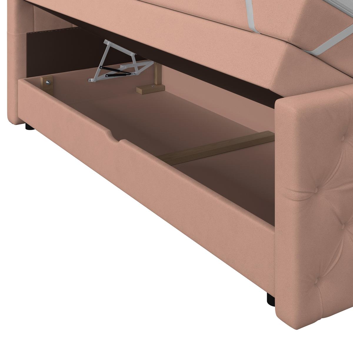 Boxspring Krevet Elio - bež/prljavo ružičasta, Romantično / ladanjski, tekstil/plastika (160/200cm) - Modern Living