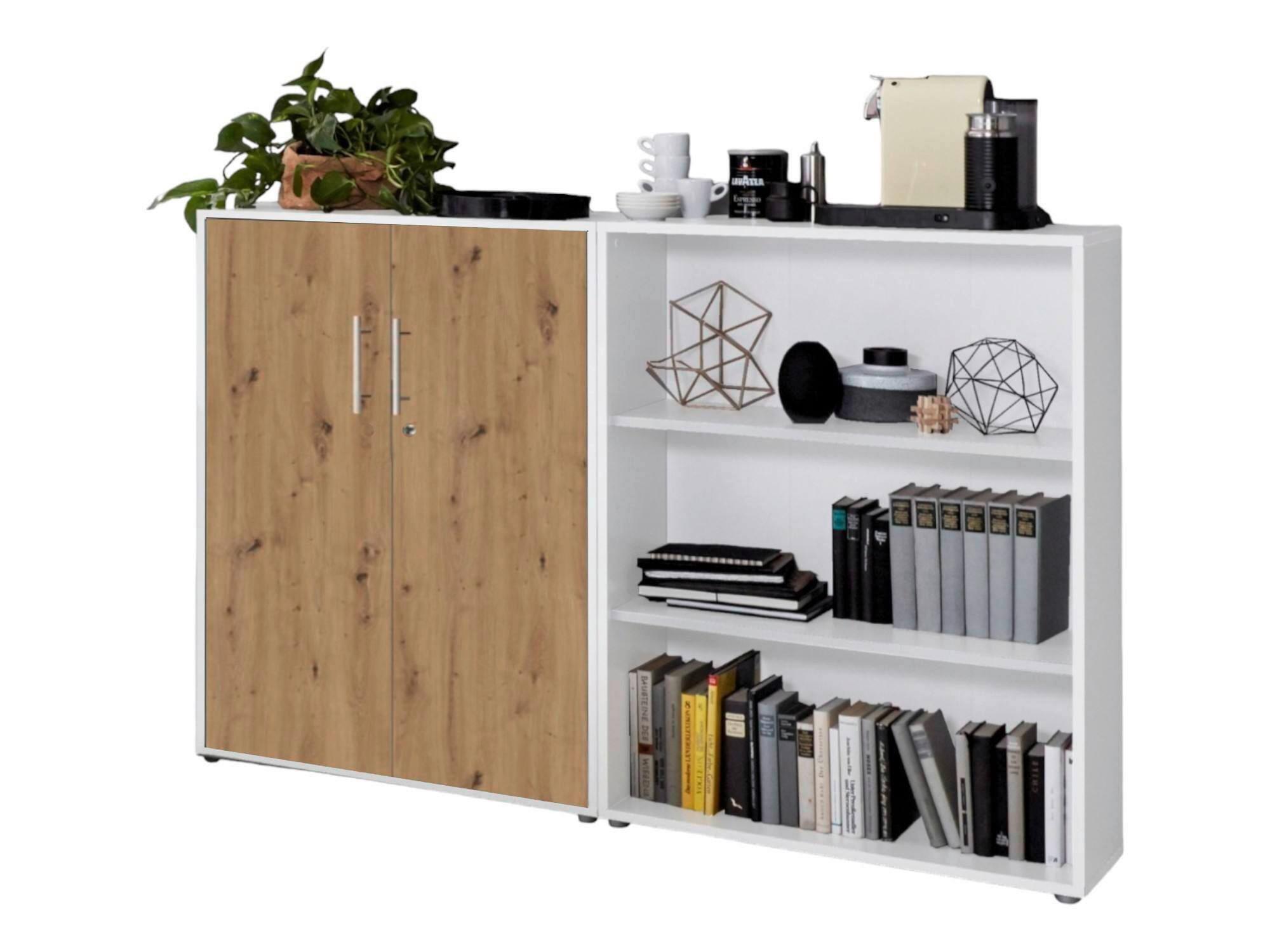AKTENSCHRANK OFFICE EDITION-SW SET 1 NIEDR. - Eiche Artisan/Weiß, MODERN, Holzwerkstoff (168,8/113,6/33cm) - MID.YOU