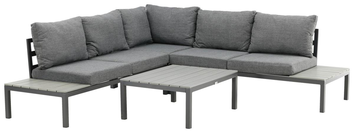 Loungegarnitur Odense ca. 239x239 cm Schwarz - Schwarz, KONVENTIONELL, Metall (239/239cm) - Gardenson