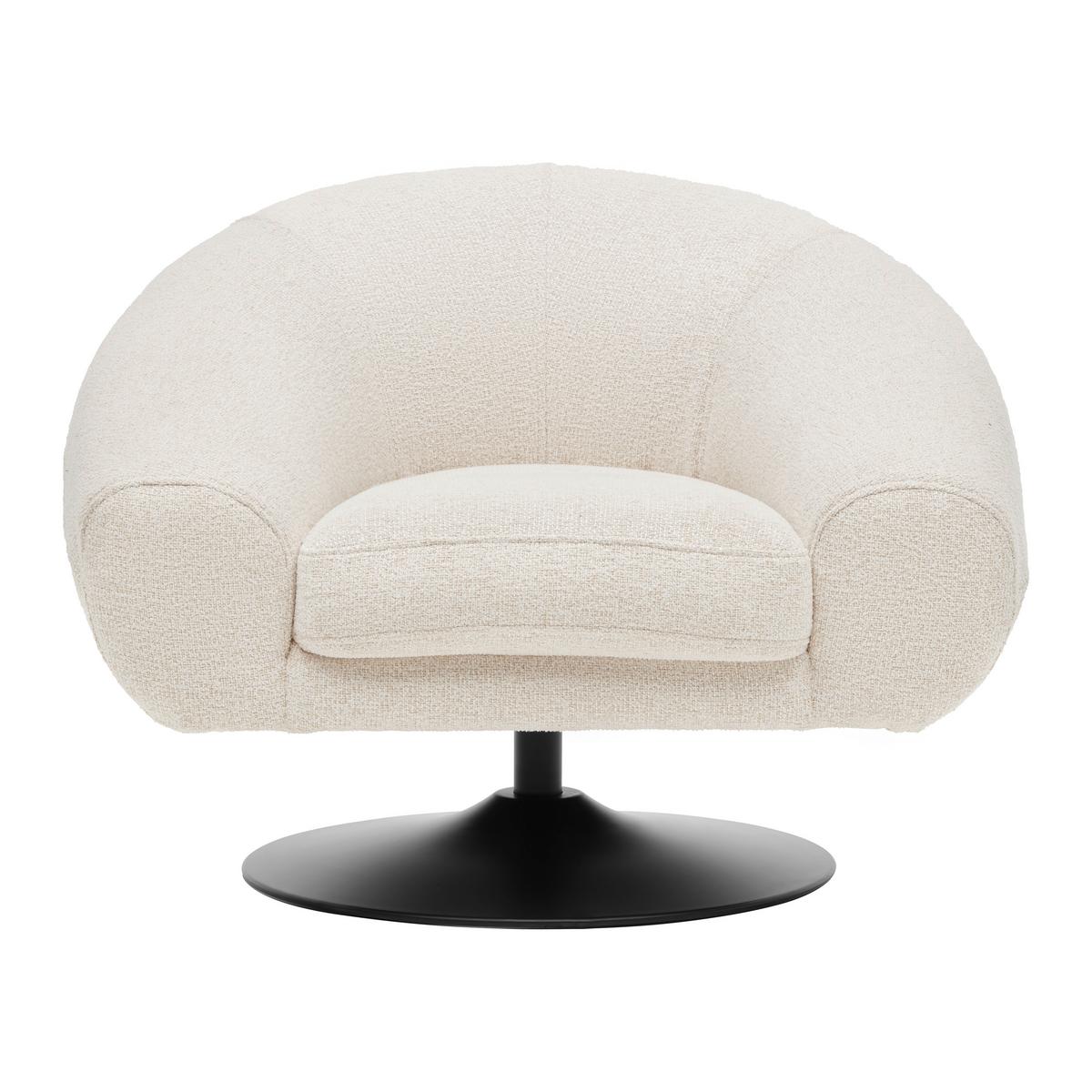 Designsessel Lugo drehbar Weiß/Beige - Beige/Schwarz, MODERN, Textil/Metall (93/72/79cm) - Premium Living