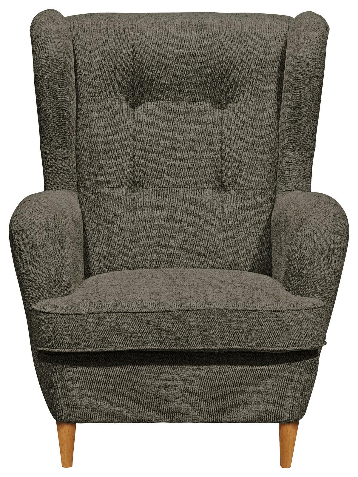 FOTEL USZAK HUGO - dąb wotan/oliwkowa zieleń, Basics, tkanina/drewno (78/102/98cm) - Carryhome