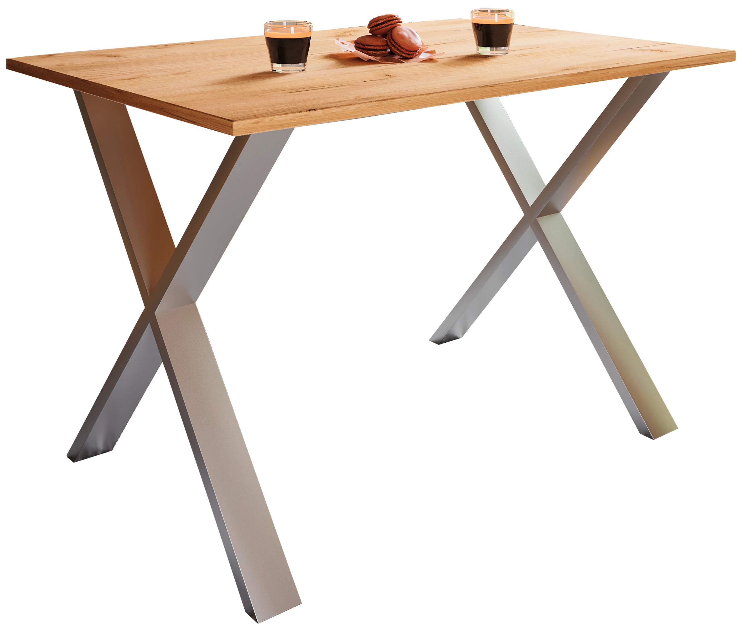 ESSTISCH XONA - Honigeiche/Silberfarben, Basics, Holzwerkstoff/Metall (140/80/76cm) - MID.YOU
