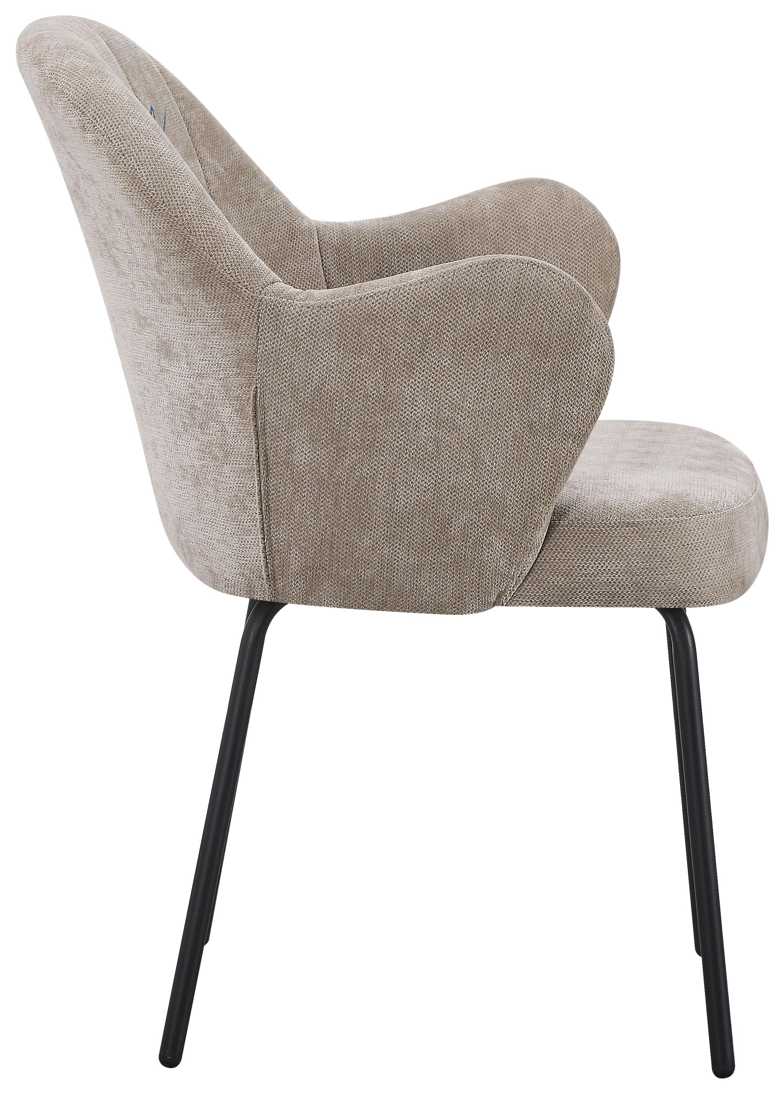 STOL MED ARMSTÖD FIONA - beige/svart, Design, metall/textil (63/82/60cm) - Mömax