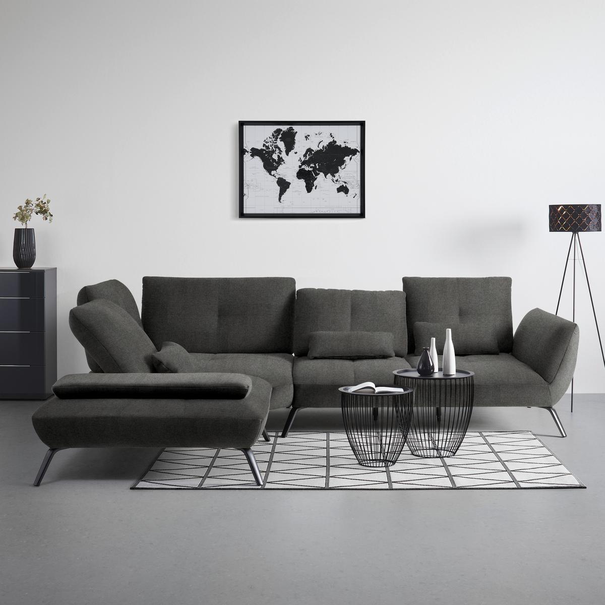 Wohnlandschaft Trendy Anthrazit - Anthrazit/Schwarz, MODERN, Holzwerkstoff/Textil (250/93/310cm) - Premium Living