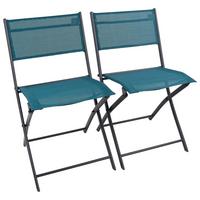 GARTENKLAPPSTUHL-SET SUMILA - Türkis/Schwarz, Modern, Textil/Metall (45/79/46cm) - Ambia Garden