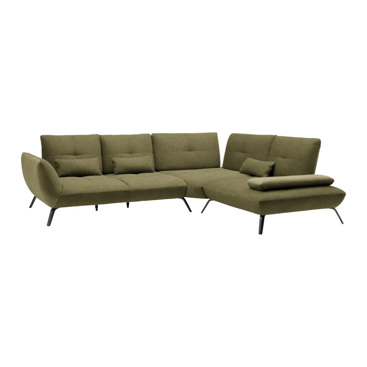 Wohnlandschaft Trendy Olivgrün - Schwarz/Olivgrün, Modern, Holzwerkstoff/Textil (310/93/250cm) - Premium Living