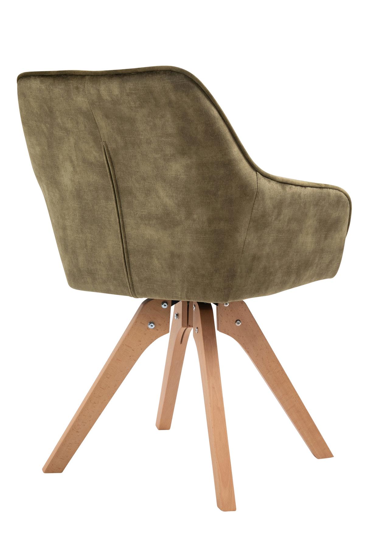 Naslanjač Samt, Zelena, Vrtljiv - barve hrasta/zelena, Moderno, tekstil/les (59/85/61cm) - Livetastic