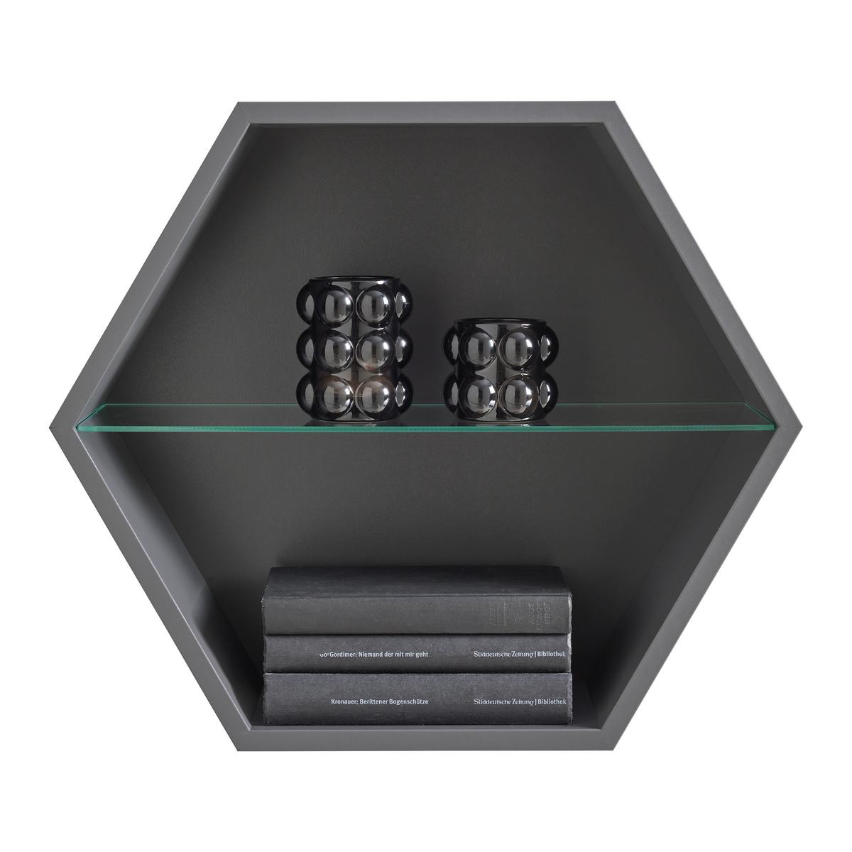 Stenski Regal Edge - antracit, Moderno, steklo/leseni material (51/44/19cm) - Mömax