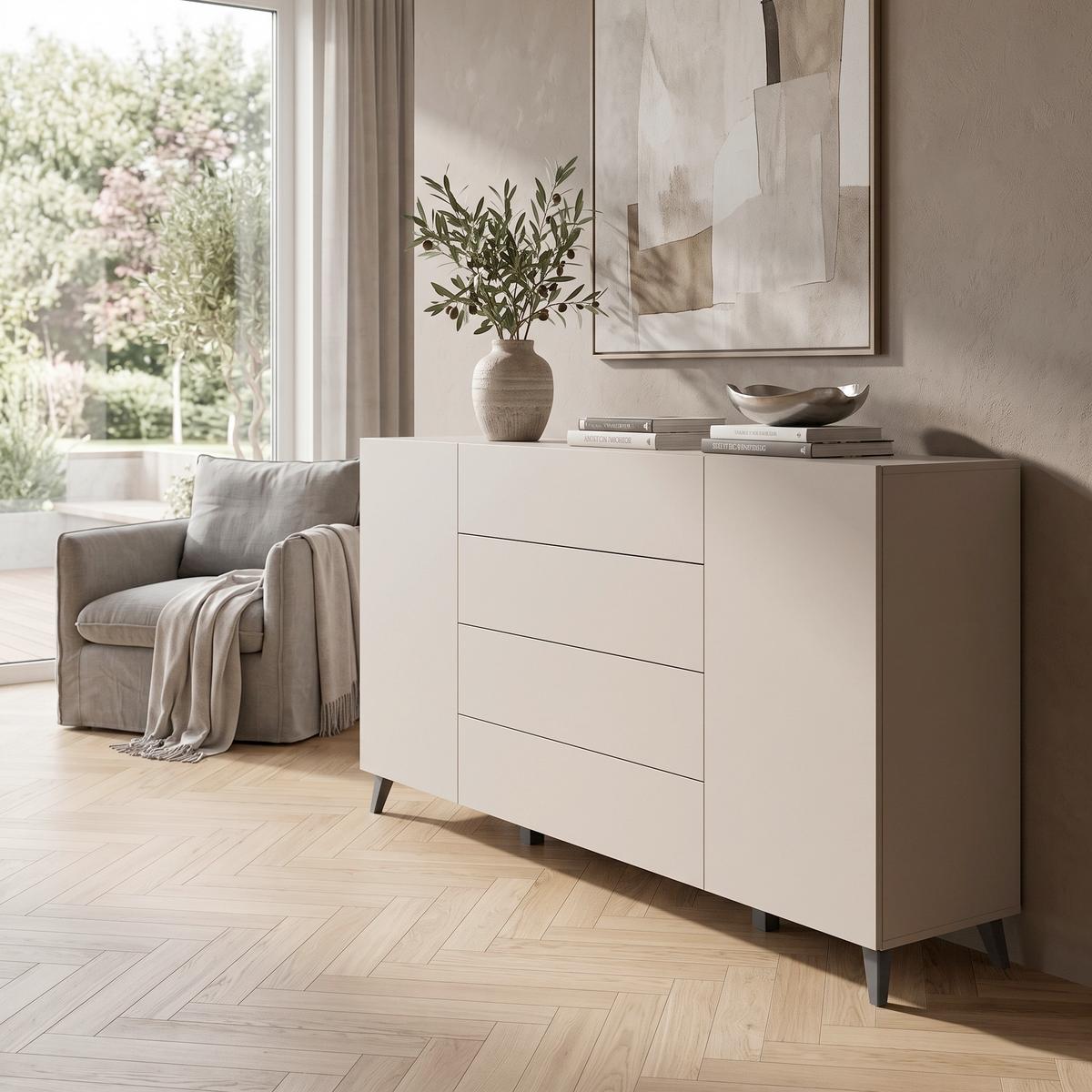 Tálalószekrény Phuket Sideboard 182 - kasmírszínű, Design, faalapú anyag (180/95,4/39cm) - P & B