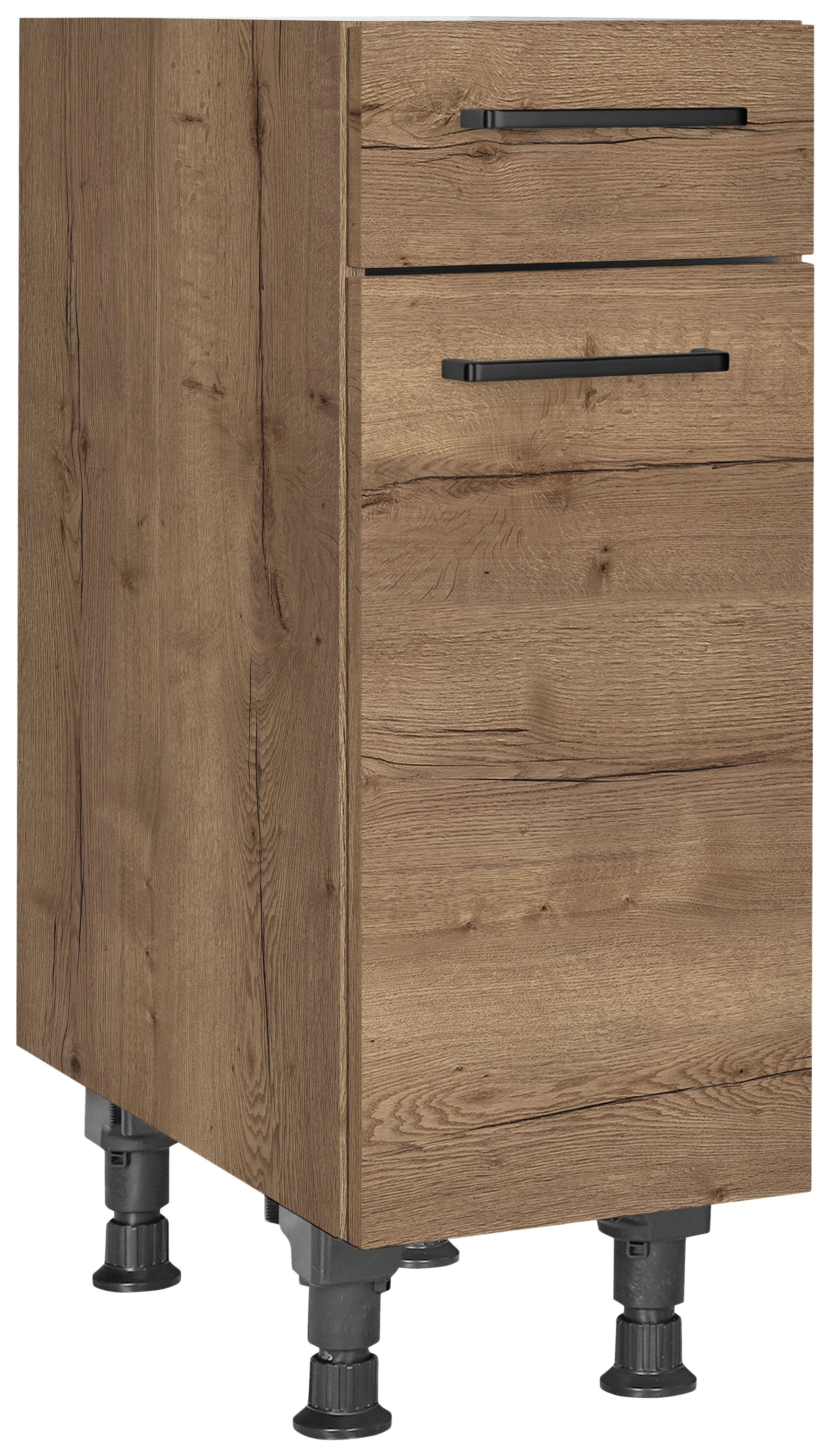 Schubkastenunterschrank Structura Eiche dunkel - Eiche dunkel/Schwarz, MODERN, Holzwerkstoff/Metall (30/87/56cm) - Nobilia