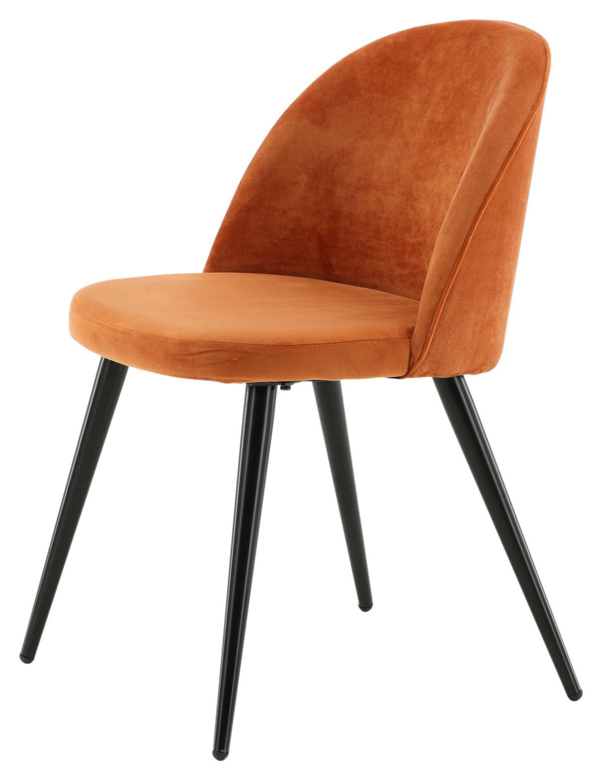 STUHL-SET VELVET - Schwarz/Orange, Design, Textil/Metall (57/76.5/50cm) - Livetastic