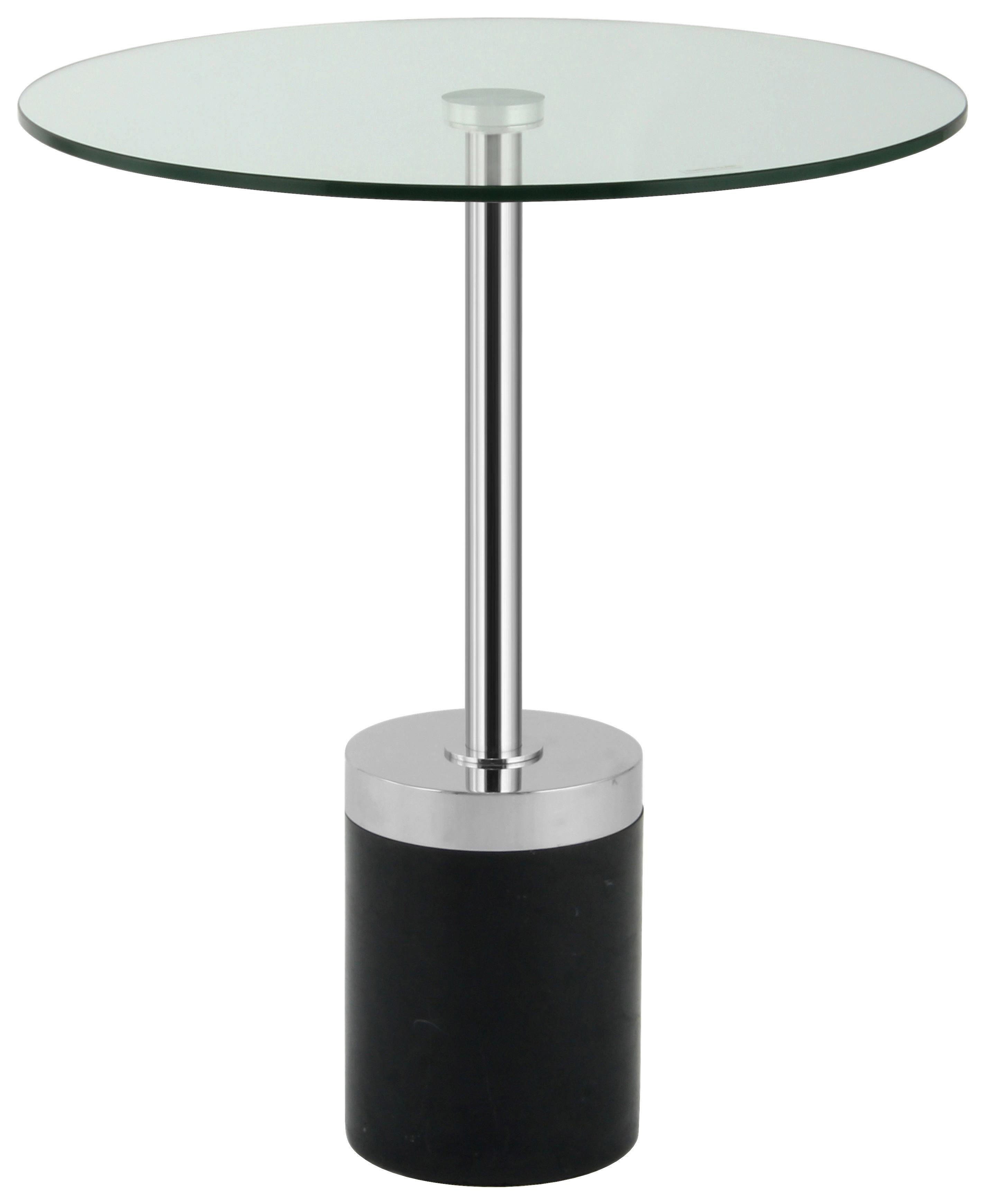 BEISTELLTISCH LANA 125 SILBER / SCHWARZ - Silberfarben/Schwarz, Design, Glas/Stein (46/46/53cm) - Kayoom