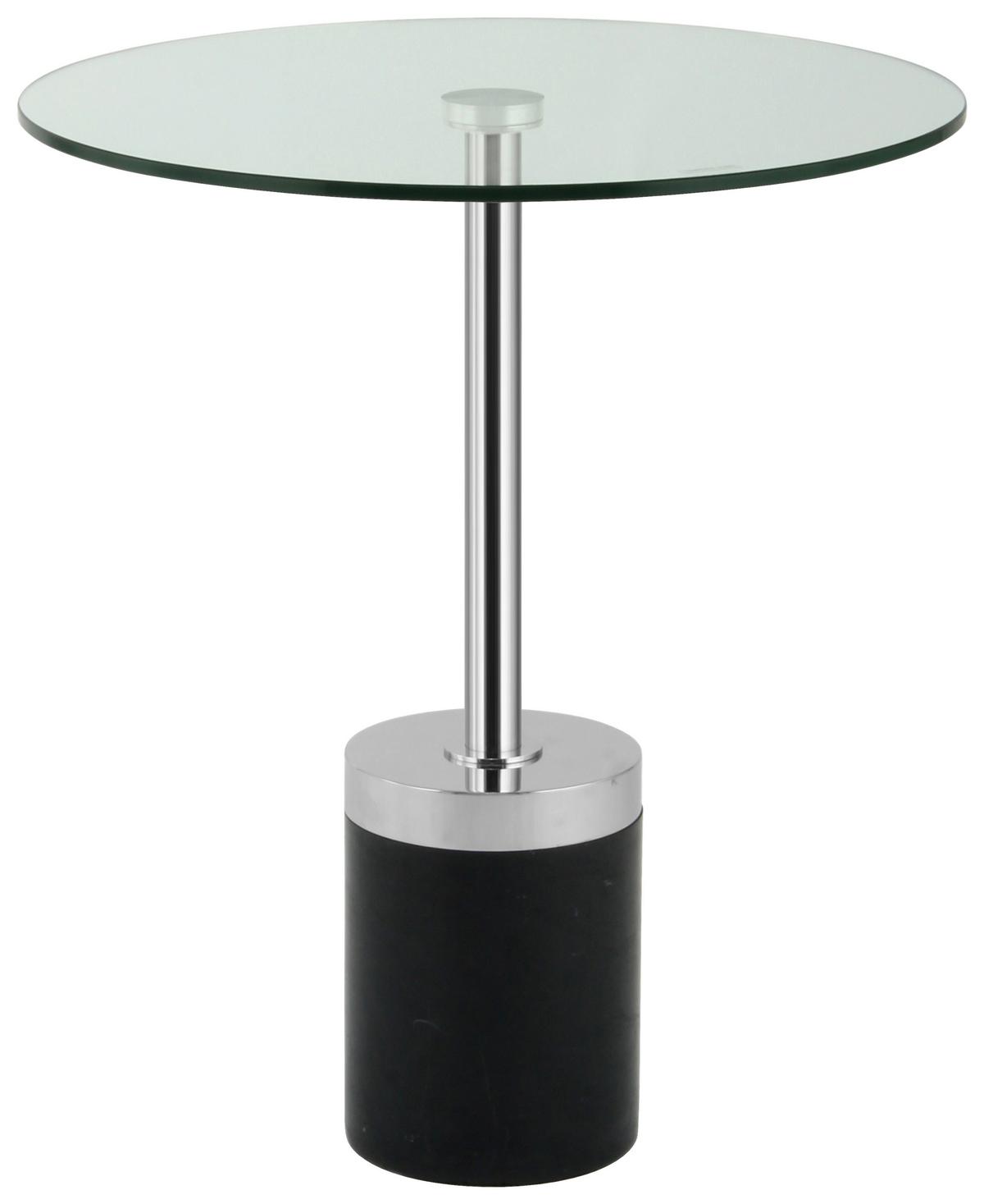 BEISTELLTISCH LANA 125 SILBER / SCHWARZ - Silberfarben/Schwarz, Design, Glas/Stein (46/46/53cm) - Kayoom