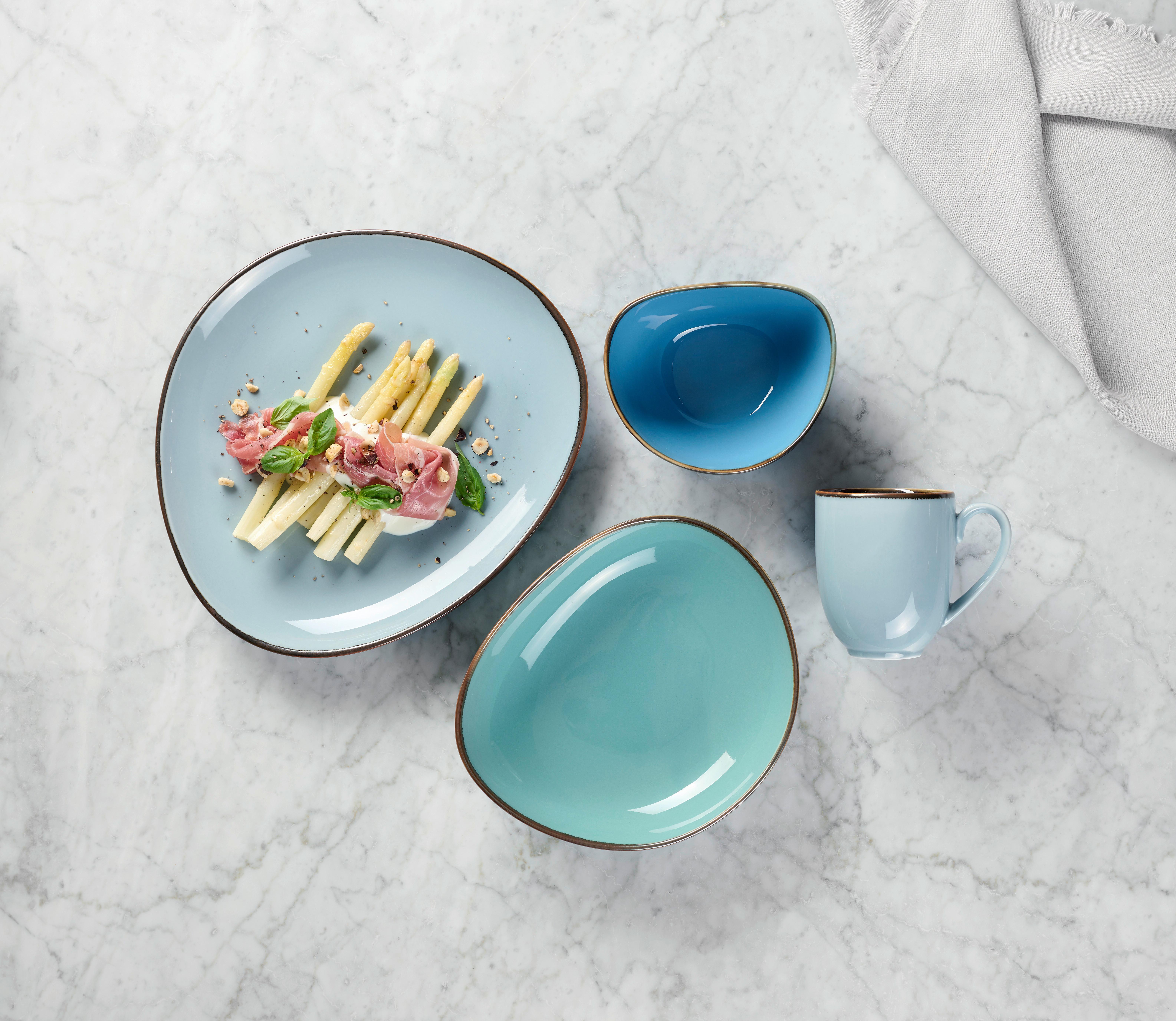 SERWIS OBIADOWO-ŚNIADANIOWY 42005 - zielony/niebieski, Trend, ceramika - Novel