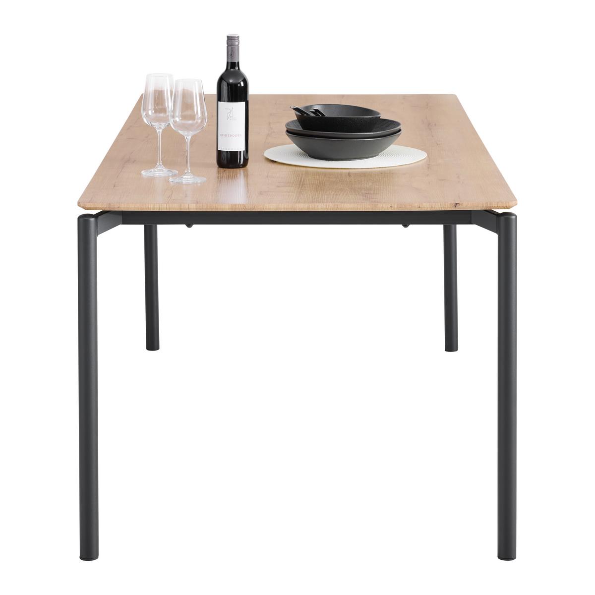 Étkezőasztal Lido - tölgyfa színű/fekete, Modern, faalapú anyag/fém (180/90/76cm) - Mömax