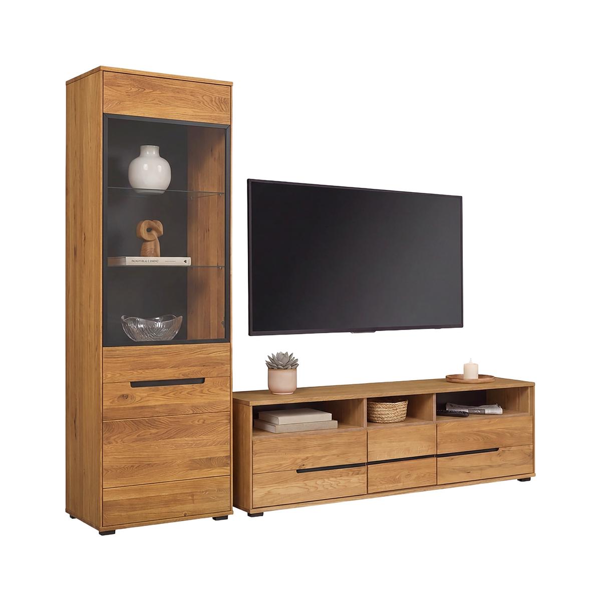 Tv Omarica Lola, Hrast - črna/divji hrast, Romantika, kovina/umetna masa (162,5/52,5/40,5cm)