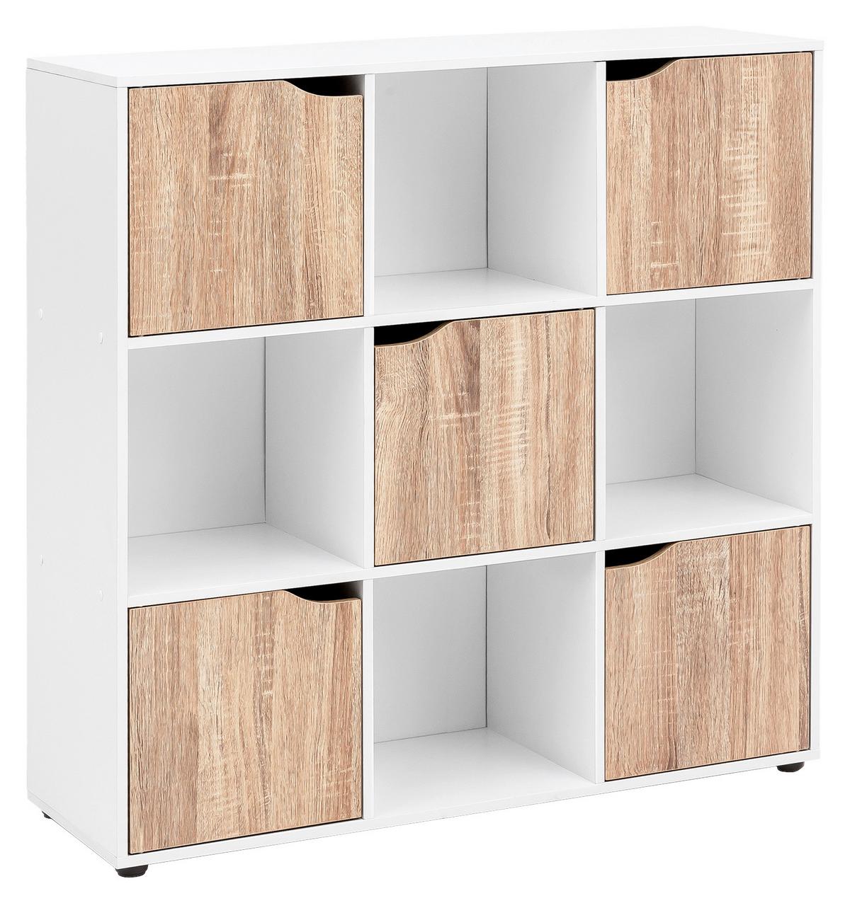 Regal in Weiß/ Eichefarben ´SAMO´ - Eichefarben/Schwarz, MODERN, Holzwerkstoff (89/91/29cm) - MID.YOU