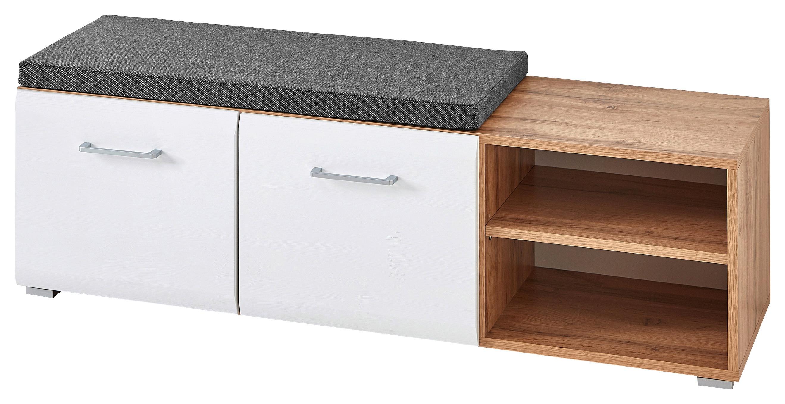 Garderobenbank in Grau/Weiß/Eichefarben - Konventionell, Holzwerkstoff (126/42/40cm) - Mömax