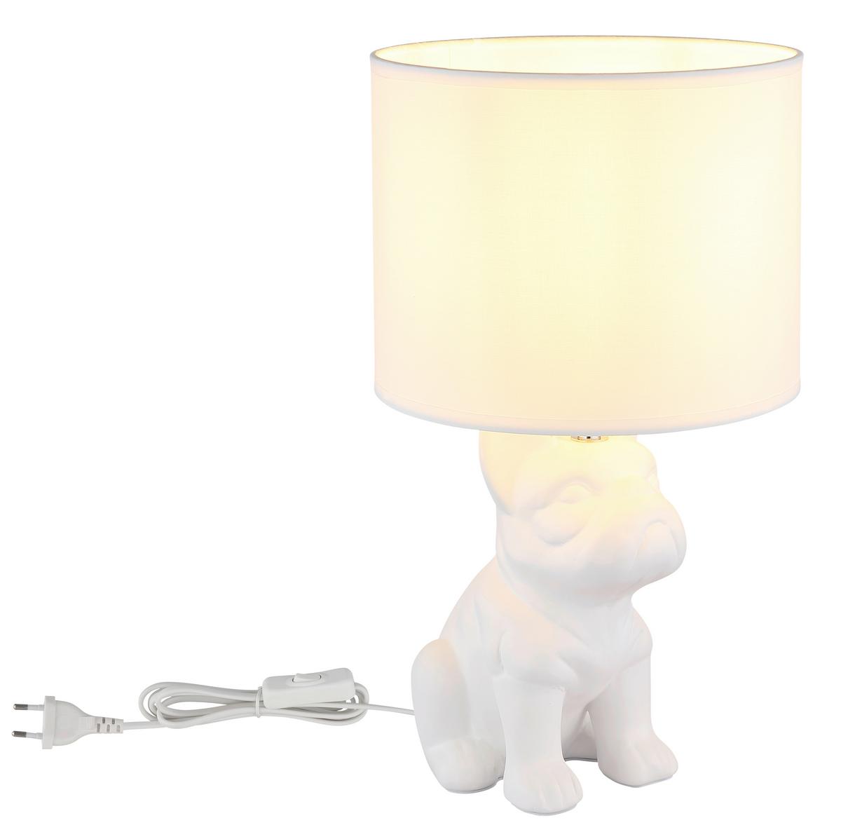 Stolna Svjetiljka Dogo - bijela, Trend, tekstil (23,3/22/40cm) - Globo