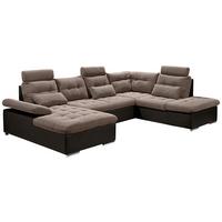 Wohnlandschaft Jakarta U inkl. Kissen Braun - Hellbraun/Dunkelbraun, MODERN, Holzwerkstoff/Textil (170/324/218cm) - MID.YOU