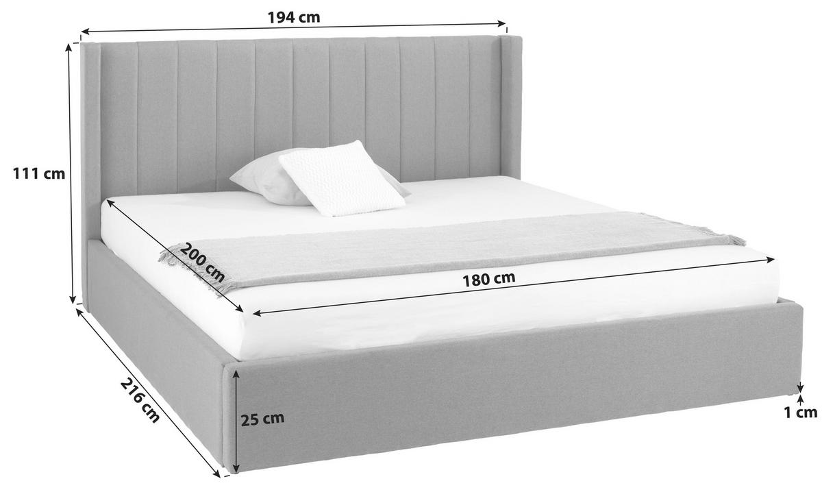 ŁÓŻKO TAPICEROWANE NICI - czarny/ciemnoszary, Modern, materiał drewnopochodny/tworzywo sztuczne (180/200cm) - Livetastic