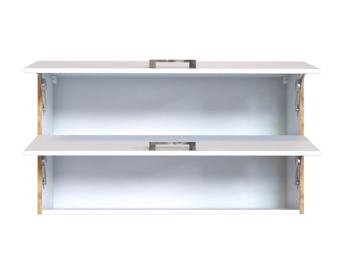 Held Küchenoberschrank ca. 100 cm Weiß/Eiche - Chromfarben/Eiche Wotan, MODERN, Holzwerkstoff/Metall (100/57/34cm) - Held