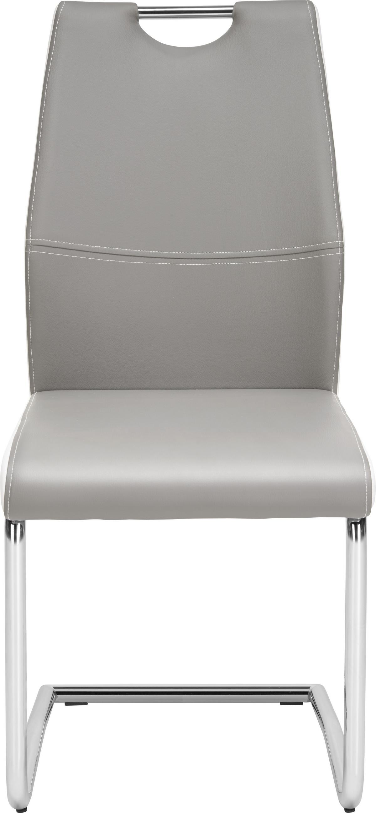 KRZESŁO NA PŁOZIE NORBERT - biały/szary, Design, metal/tkanina (44/97/60cm) - Carryhome