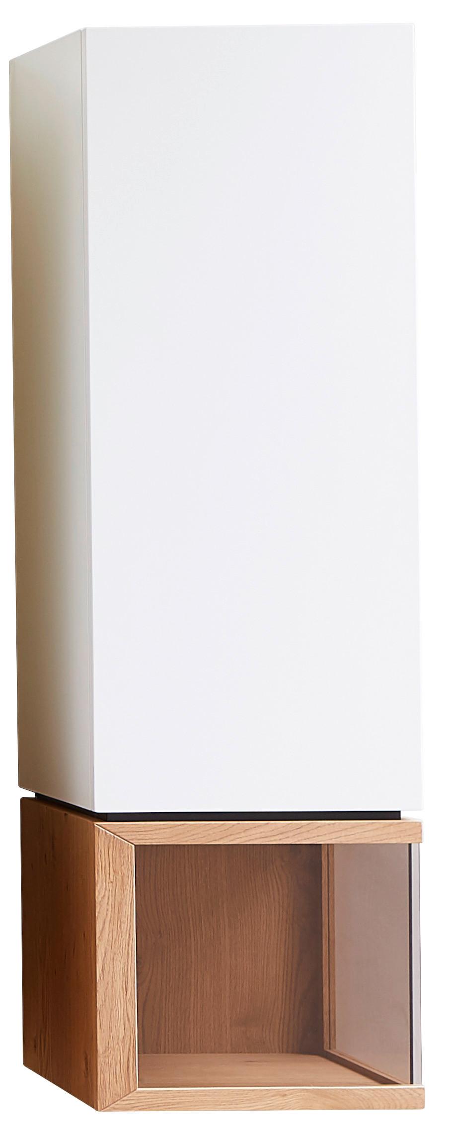 WITRYNA WISZĄCA TIKKAMO - kolor dębowy/biały, Design, materiał drewnopochodny/drewno (36/120/38cm) - Stylife