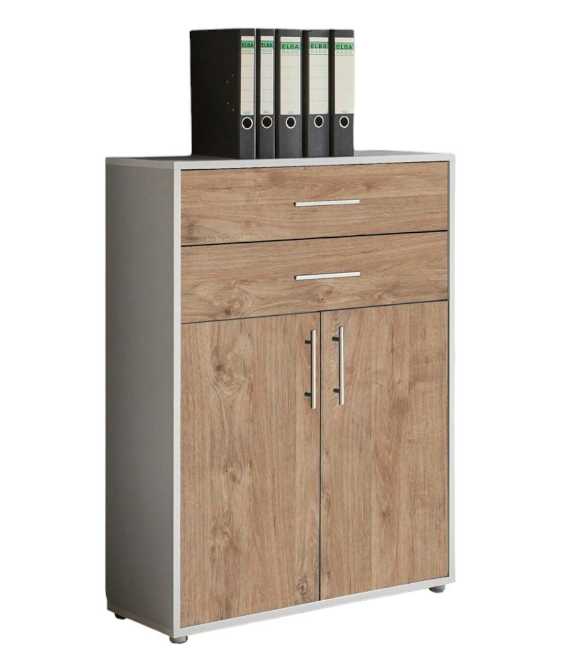 Aktenschrank Office Edition Grau/Eichefarben - Eichefarben/Grau, MODERN, Holzwerkstoff (84,5/114/33cm) - MID.YOU