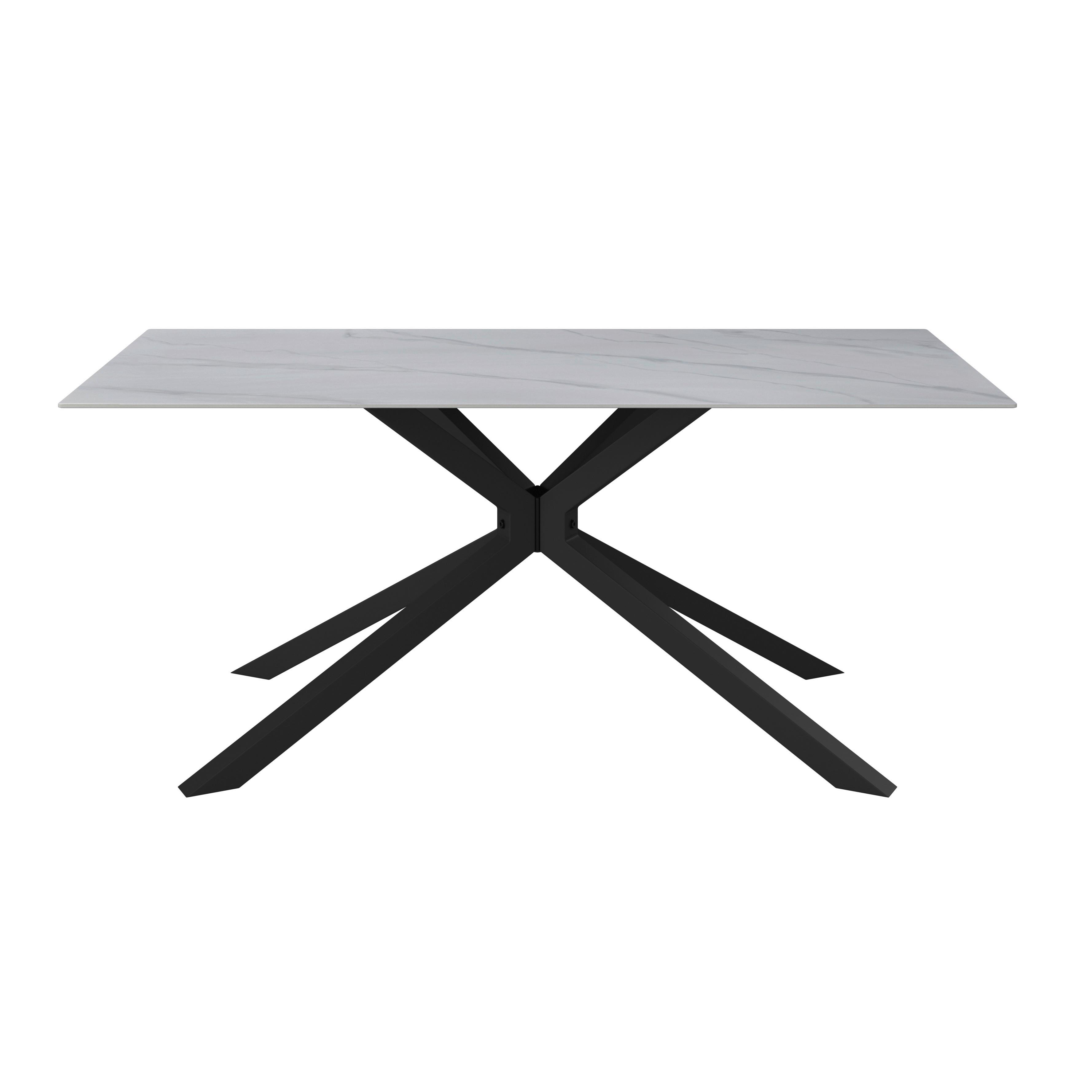 Jedilna Miza Livan, Bela, 180x90 - črna/bela, Moderno, kamen/kovina (180/76/90cm) - Bessagi Home