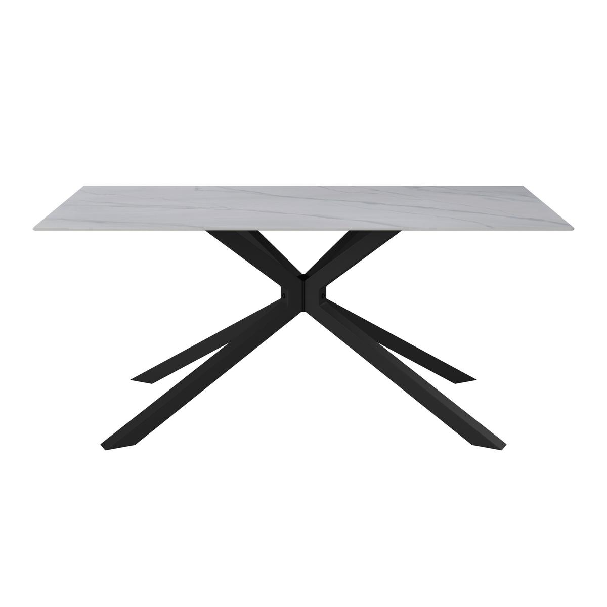 Jedilna Miza Livan, Bela, 180x90 - črna/bela, Moderno, kamen/kovina (180/76/90cm) - Bessagi Home