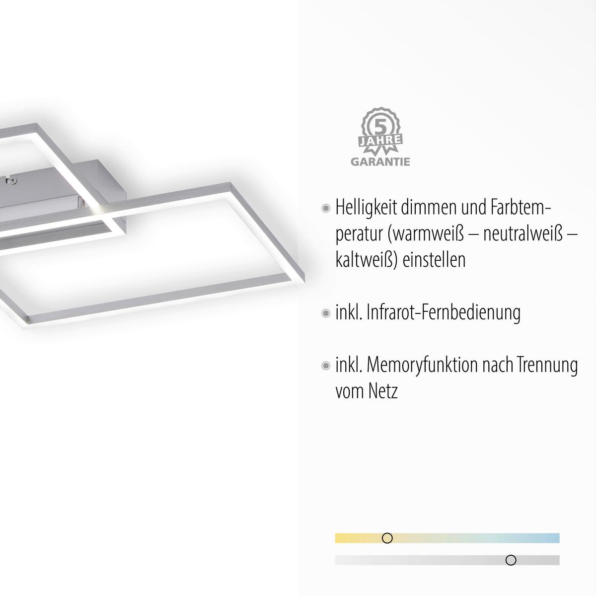 LED-Deckenleuchte Iven max. 35 Watt - Nickelfarben, Design, Kunststoff/Metall (50,4/42/7cm)