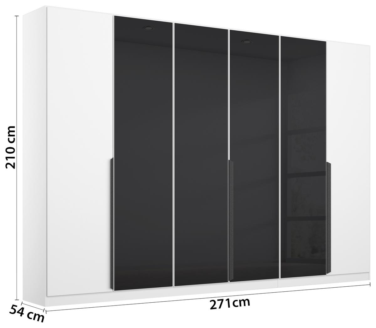 DULAP USI ROTATIVE ARTEMIS - alb/antracit, Modern, sticlă/material pe bază de lemn (271/210/54cm) - Modern Living