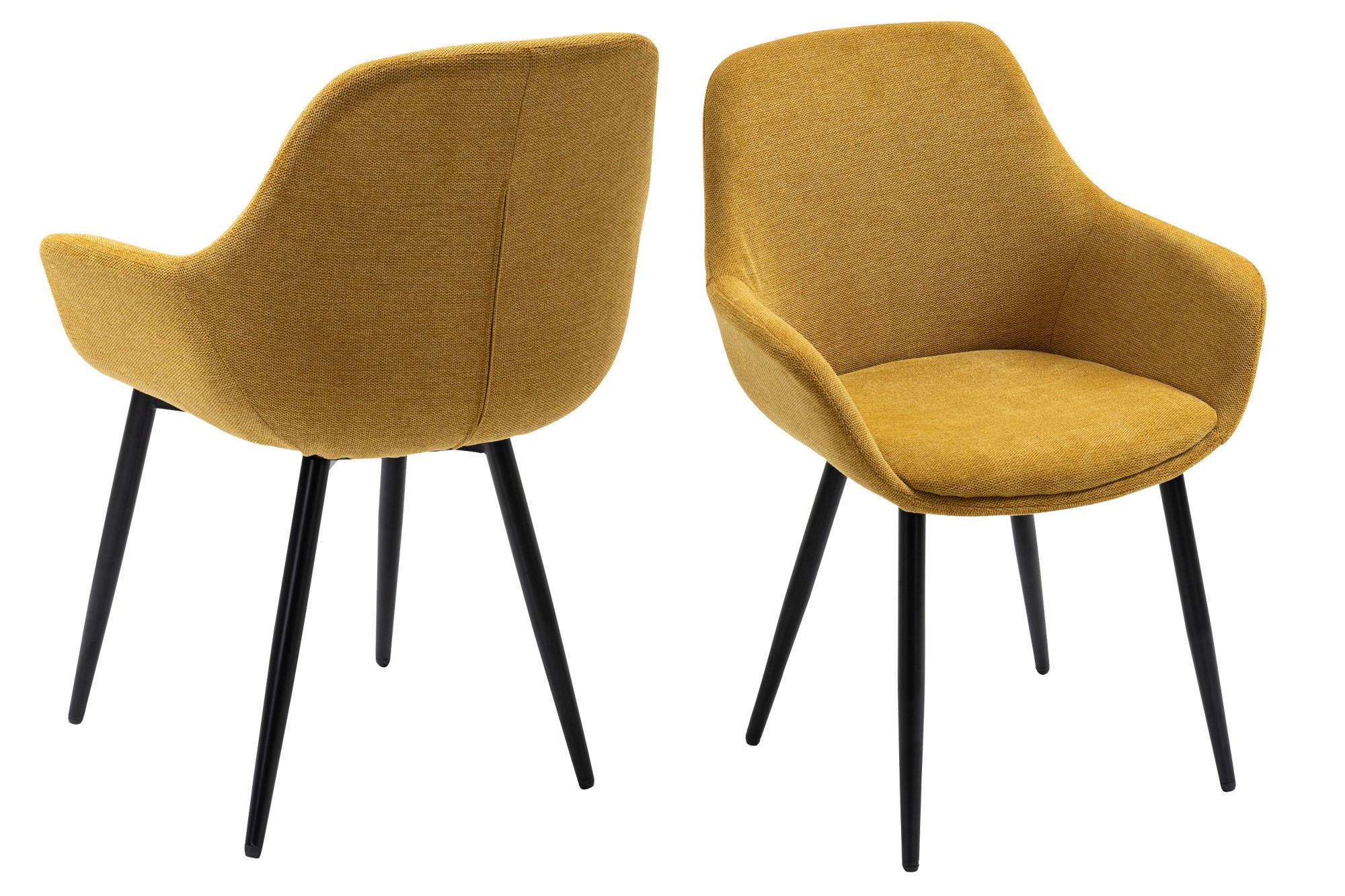 Set Naslanjačev Lena, Rumena, 2-Delni - rumena/črna, Moderno, kovina/tekstil (64/86/59cm) - Livetastic