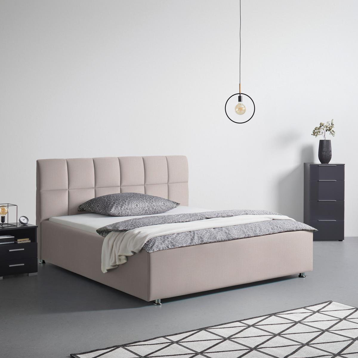 Oblazinjena Postelja Bogner, 160x200, Peščena Barva - barve kroma/peščene barve, Konvencionalno, tekstil (160/200cm) - Premium Living