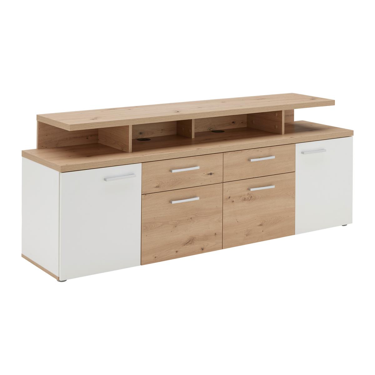 Comodă joasă COMPTON -EXKLUSIV- - alb/stejar Artisan, Modern, material pe bază de lemn (169,3/67/41,4cm) - Modern Living