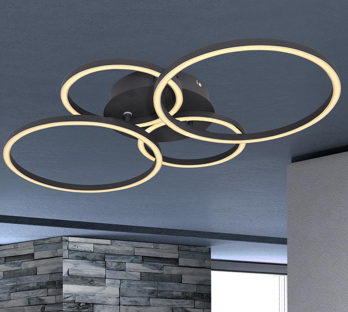 Led Stropna Svjetiljka Kendy - crna, Design, metal/plastika (65,5/40,6/7,5cm) - Globo