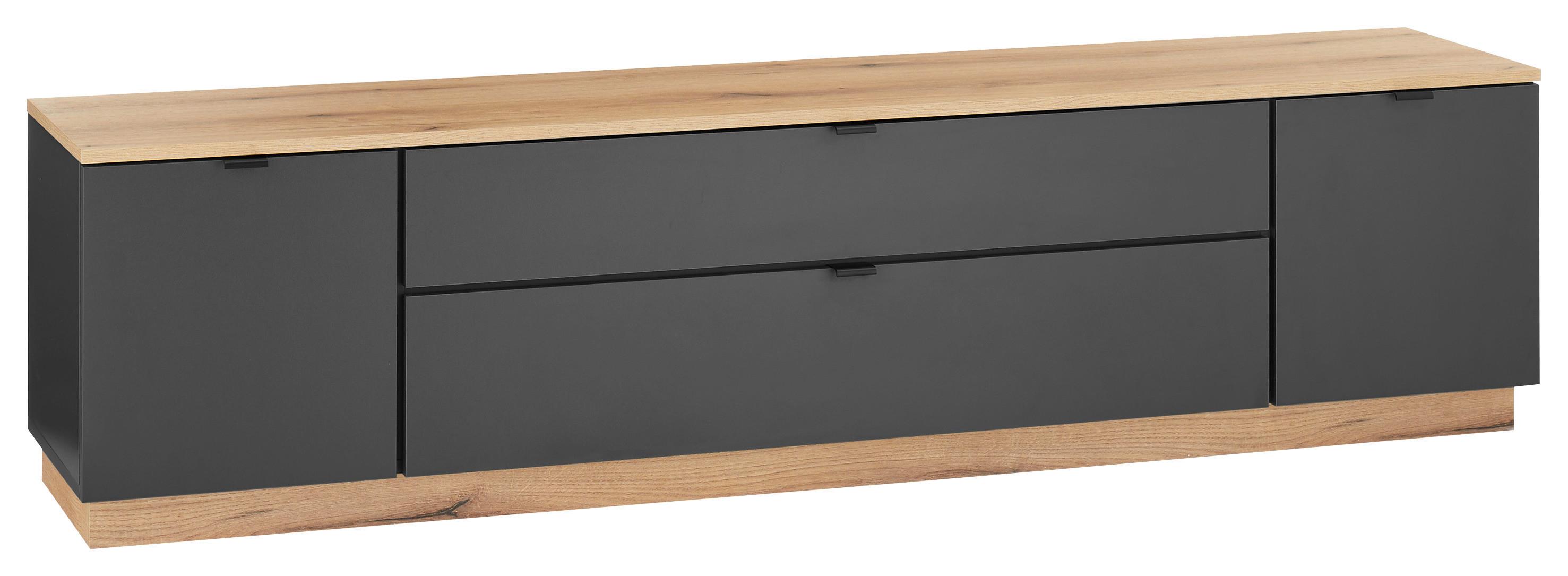 Tv Omarica Vince Ii, Antracit, Barva Hrasta - črna/barve hrasta, Trend, umetna masa/leseni material (185/47/38cm) - Livetastic