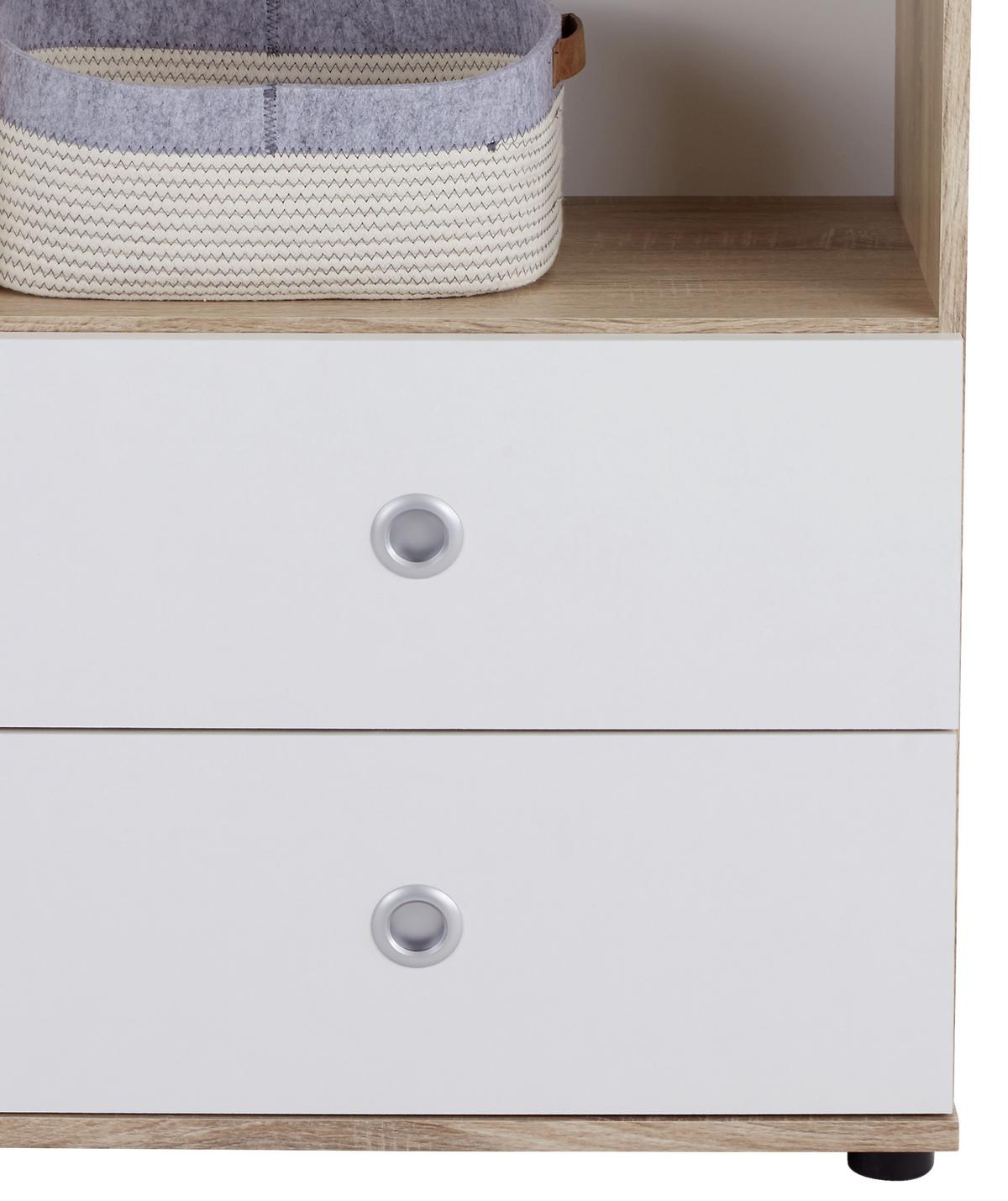 Regal Wiki Baby - bijela/hrast Sonoma, Konvencionalno, drvni materijal/plastika (60/191/33cm) - Bessagi Kids