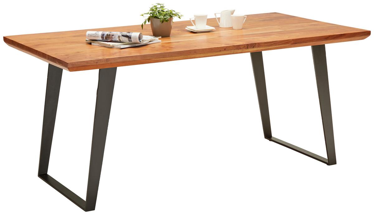 Esstisch Herkules Akaziefarben Echtholz ca. 175x90x76cm - Schwarz/Akaziefarben, LIFESTYLE, Holz/Metall (175/76/90cm) - Based