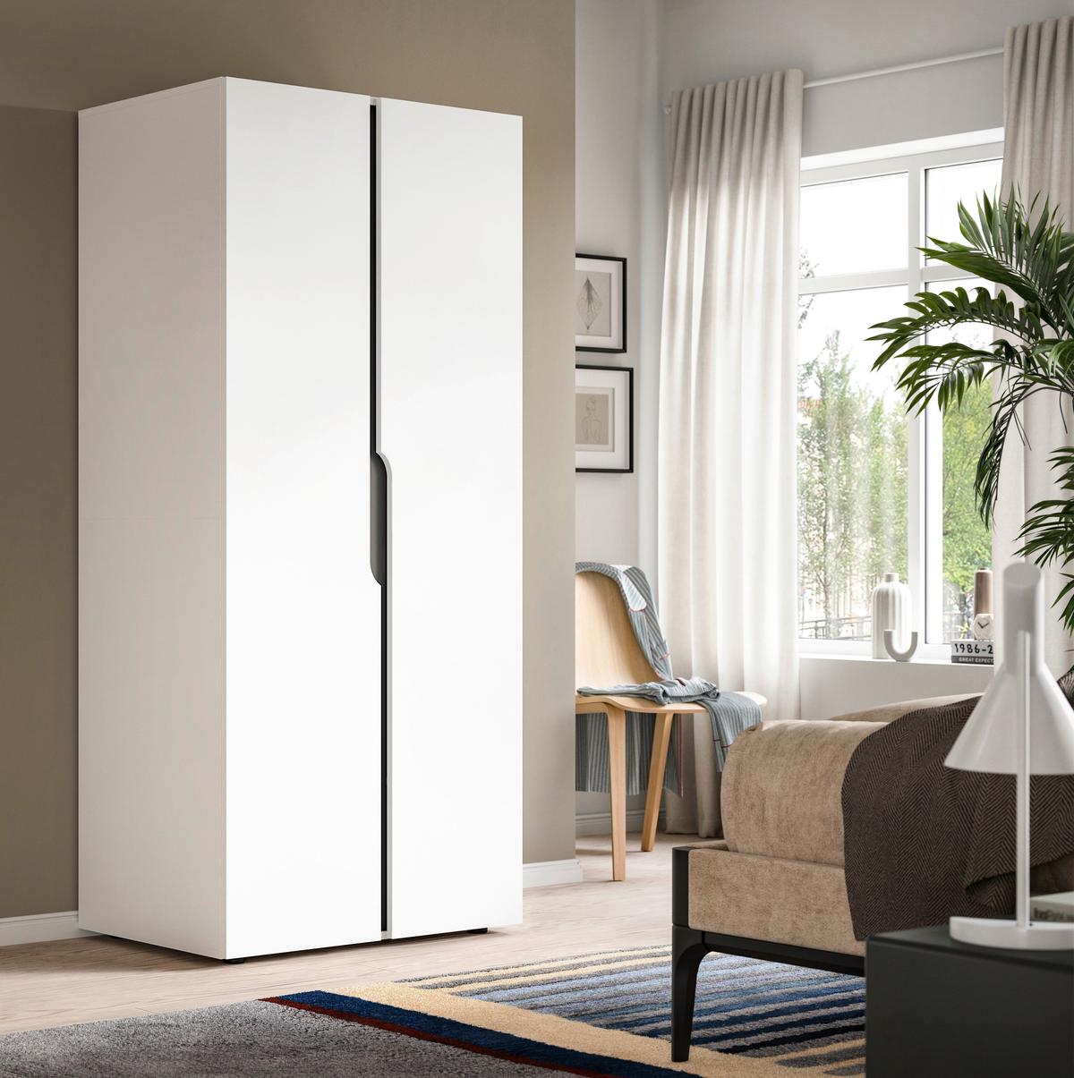 Drehtürenschrank ANGA Weiß - Weiß, MODERN, Holzwerkstoff (80/180/51cm) - MID.YOU
