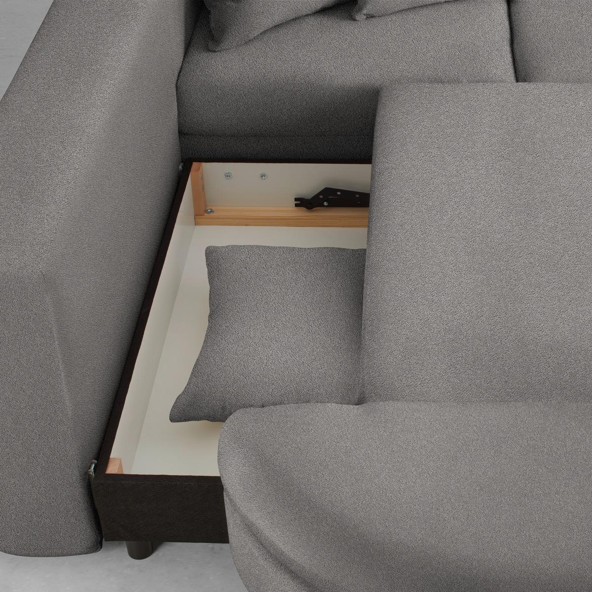 Ecksofa Axel Graphitfarben - Graphitfarben/Schwarz, MODERN, Textil/Metall (250/87/291cm) - Mömax