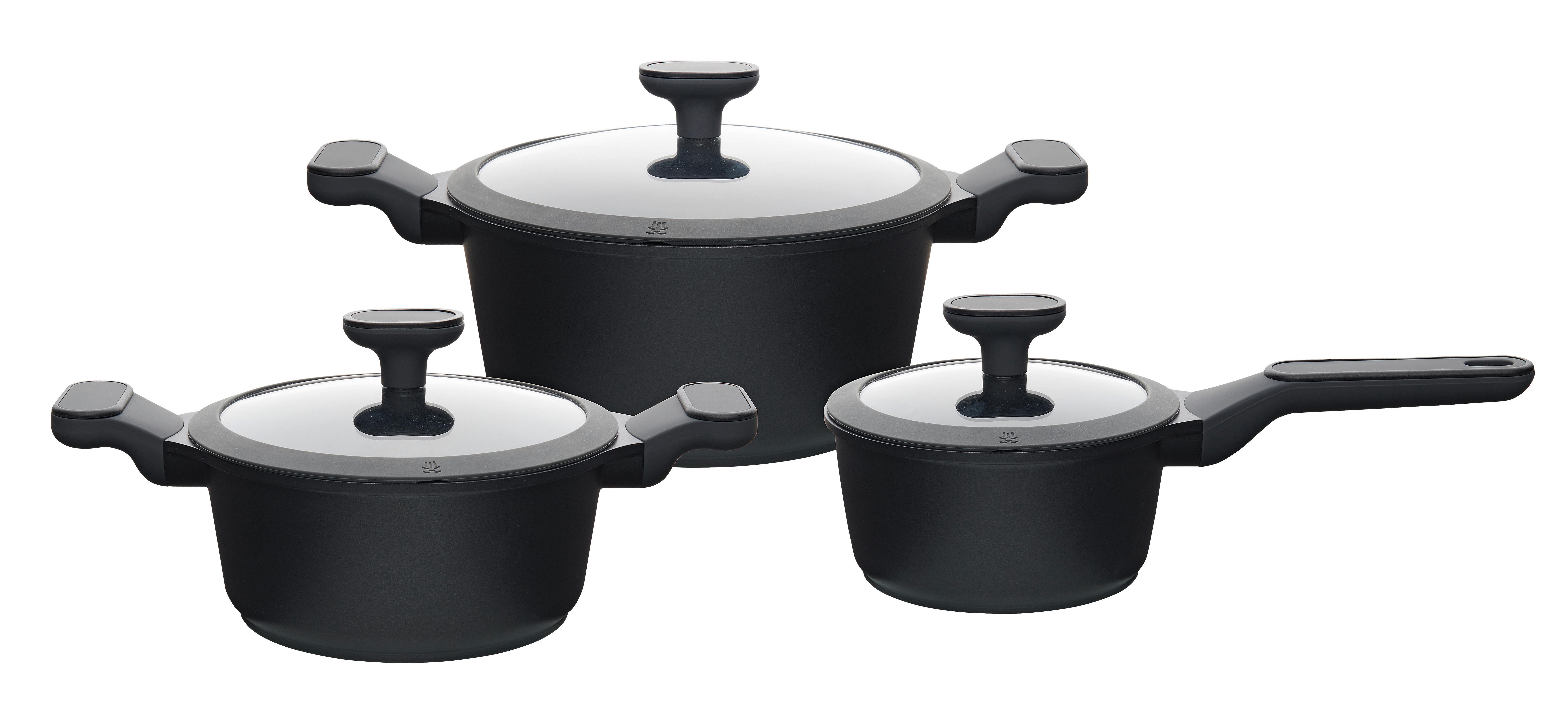 Főzőedénykészlet Solo - fekete/áttetsző, Modern, műanyag/Üveg - Premium Living