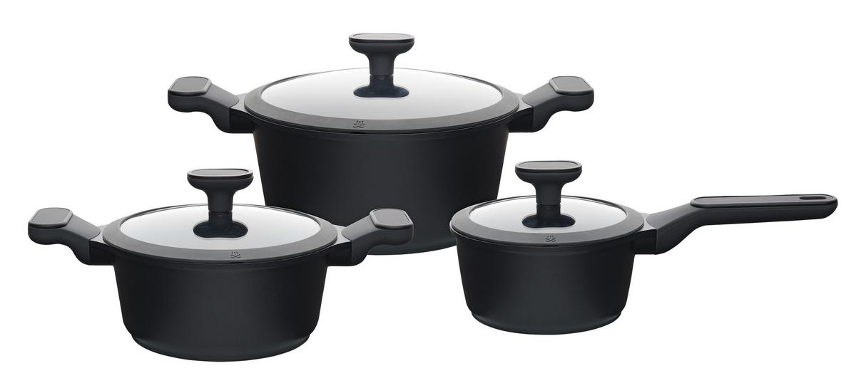 Főzőedénykészlet Solo - fekete/áttetsző, Modern, műanyag/Üveg - Premium Living