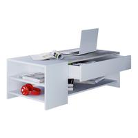 Klubska Miza Tindus, Bela, Beton - siva/bela, Basics, leseni material (100/50/35cm) - MID.YOU