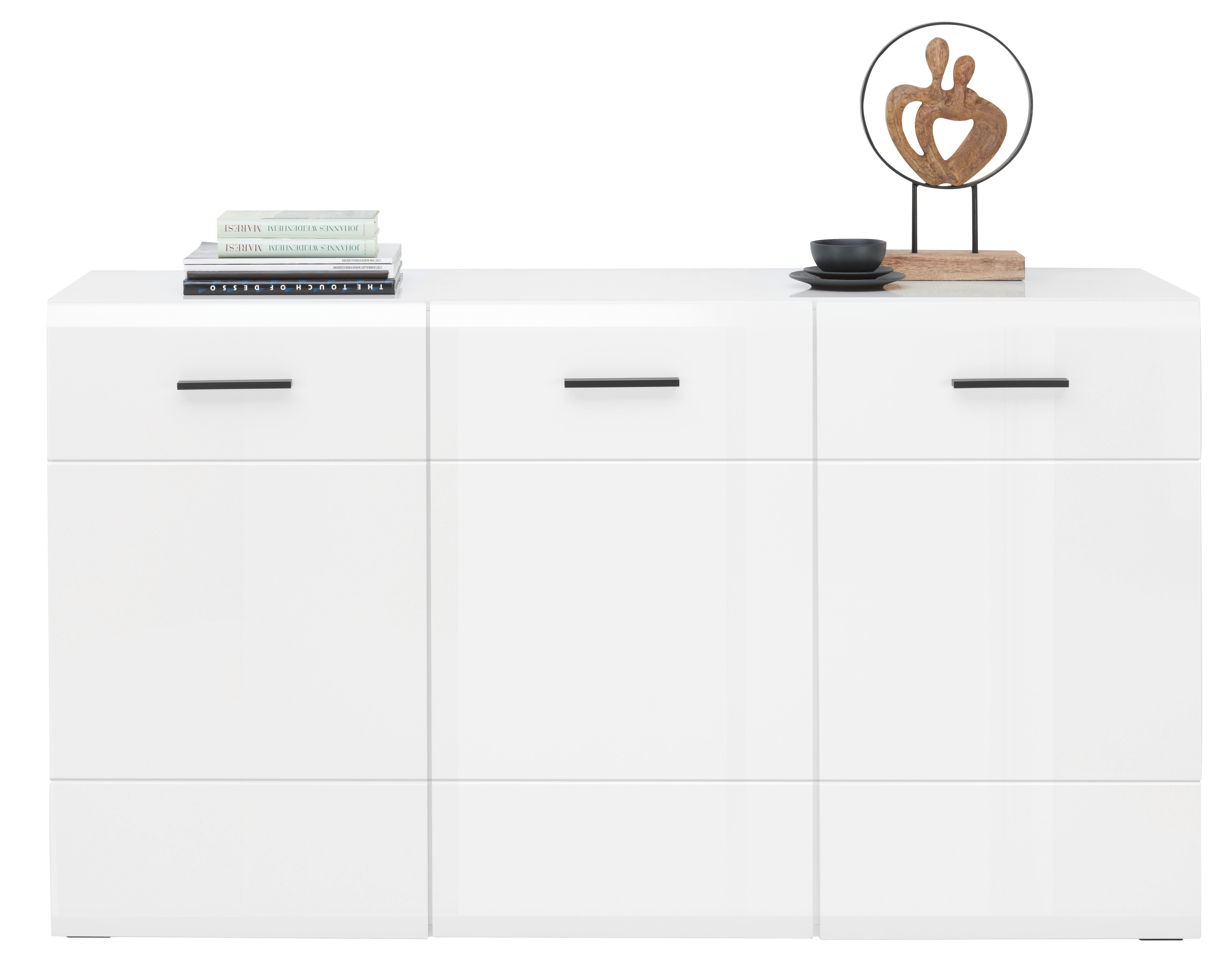 Široka Komoda Avanti, Bela - bela/antracit, Moderno, umetna masa/leseni material (150/84,6/42cm) - Hom`in