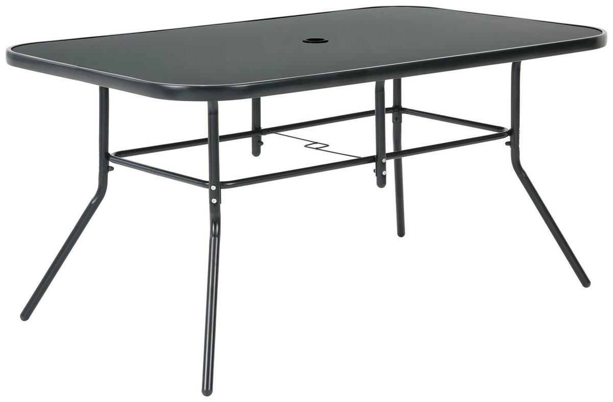 Vrtna Garnitura Laura, 7-Delni Set, S Senčnikom - črna, Moderno, kovina/steklo (140/90/70cm)